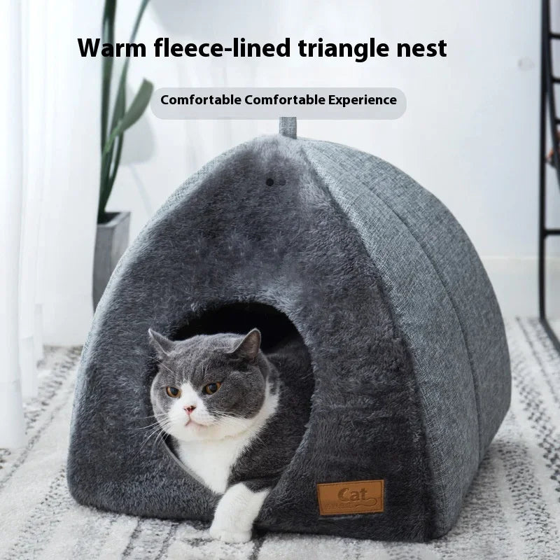 Nuevo nido triangular para gatos, casa cerrada para gatos y perros , nido para mascotas, cálido y grueso, nido para dormir